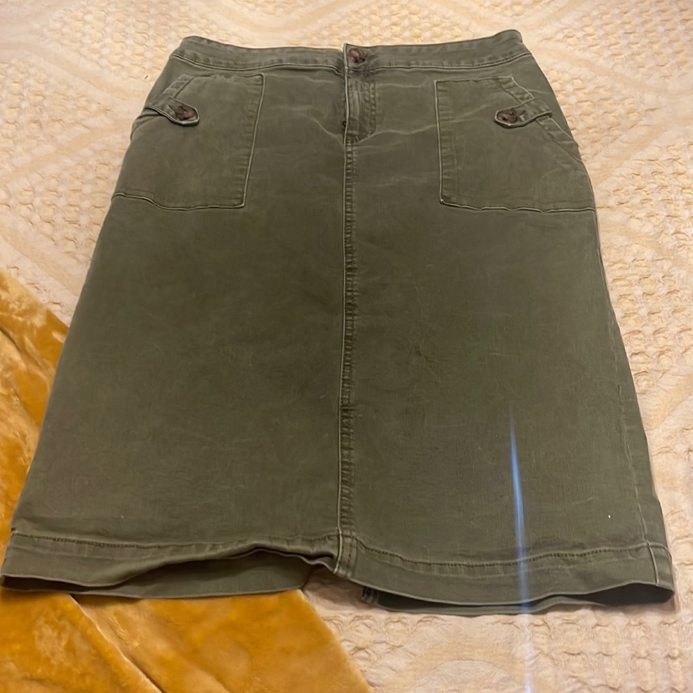 Army Green Denim Skirt
